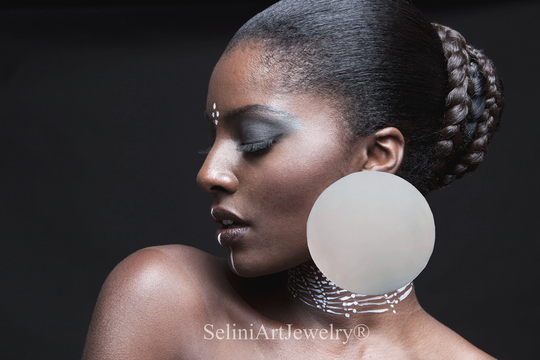 African Earrings Oversize Silver Hoops Super Light Huge Ethnic