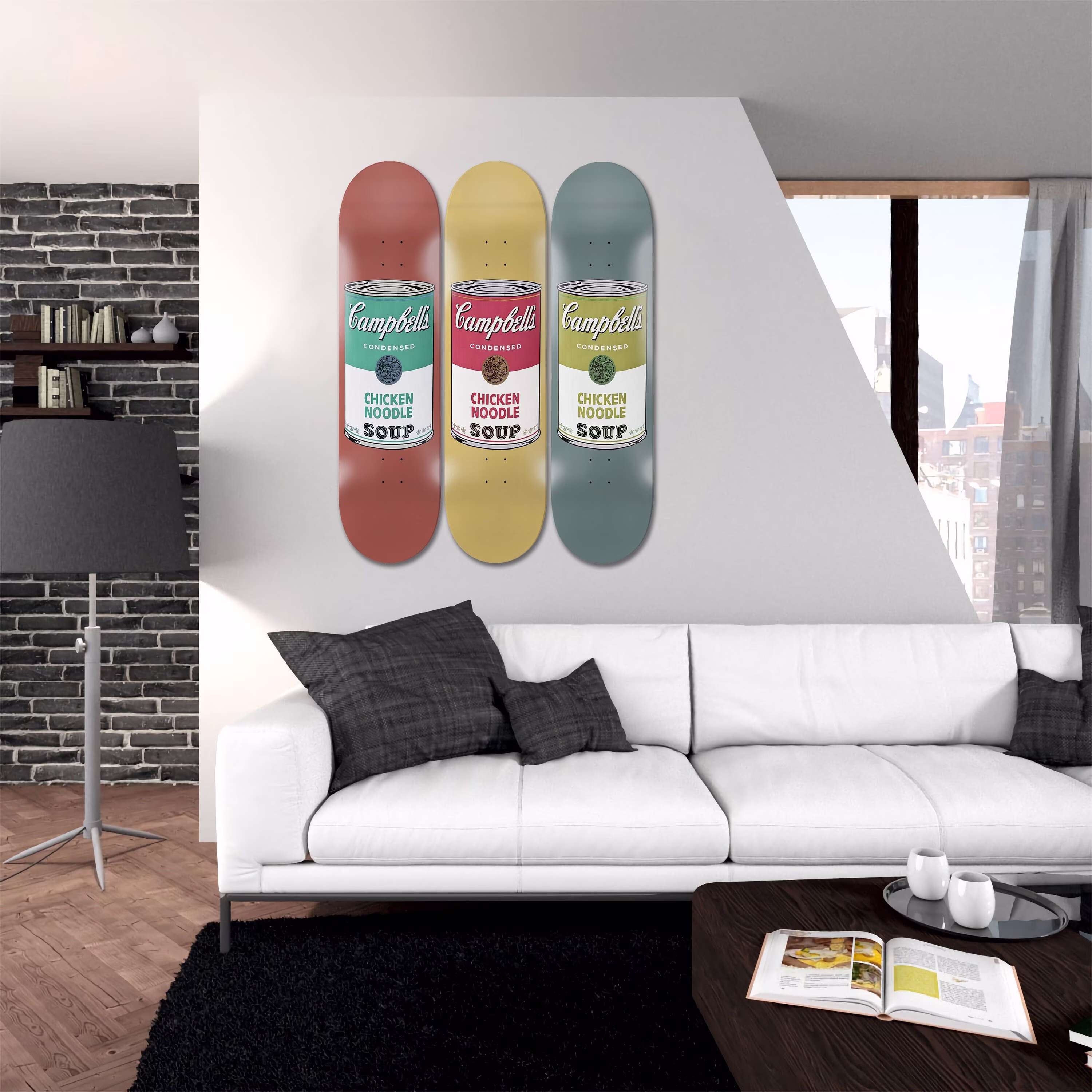 Andy Warhol Chicken Soup Skateboard Art, Andy Wall Decor Art Pop - Pro-Grade Maple Skateboards Home Office
