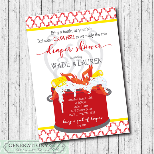 Diaper Shower Crawfish Boil Printable/Digital File/Couples Shower, Baby Seafood Boil, Diaper Party/Wording Can Be Changed