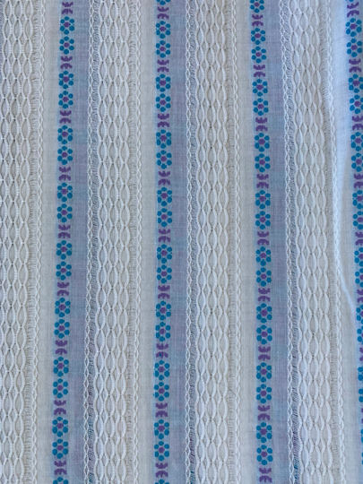 Vintage 1960S 70S Fabric Cotton Blend Embroidered Floral