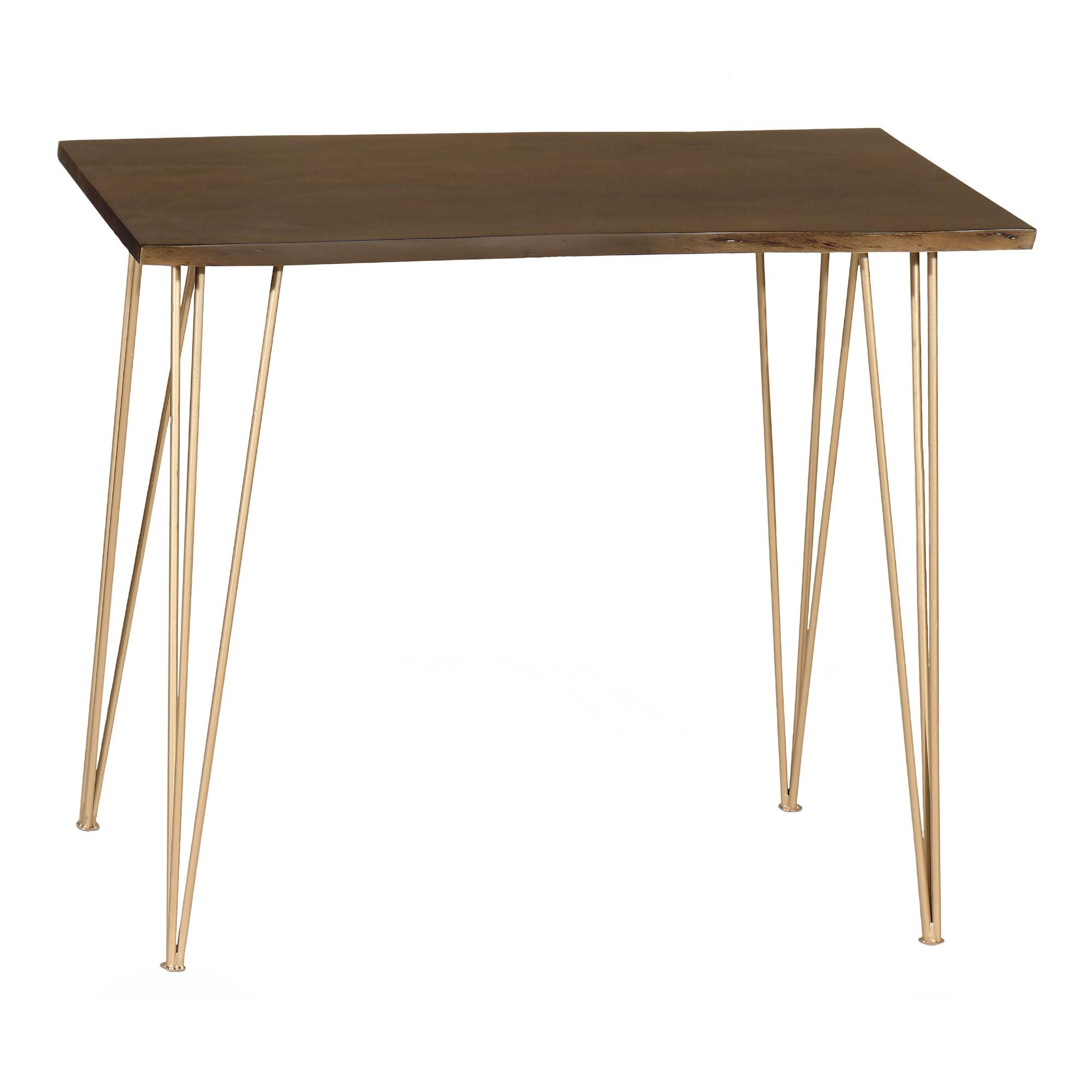 Live Edge Acacia Wood and Gold Hairpin Madison Pub Table by World Market