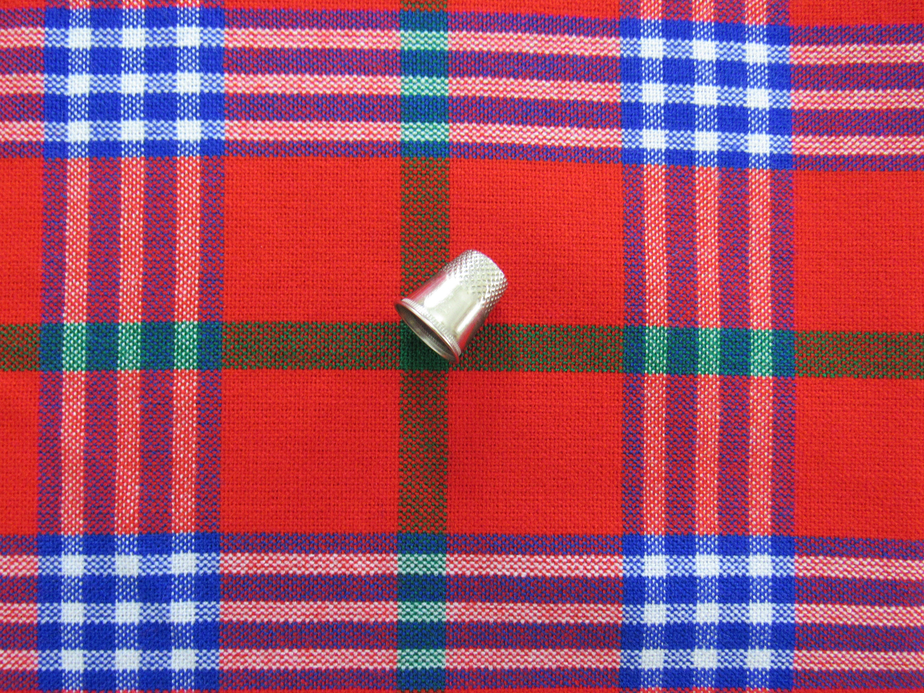 Red Plaid Wool Blend Fabric - 59 X 78 Hemmed Tablecloth Green Blue White Holiday Christmas Crafts Sewing Home Decor Repurpose