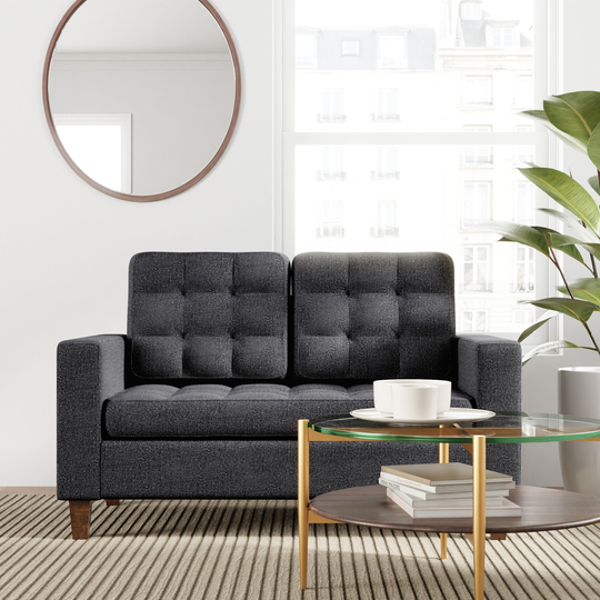 Brookside Brynn Fabric Midcentury Charcoal Polyester/Blend Loveseat in Gray | BS0005LVS00CH