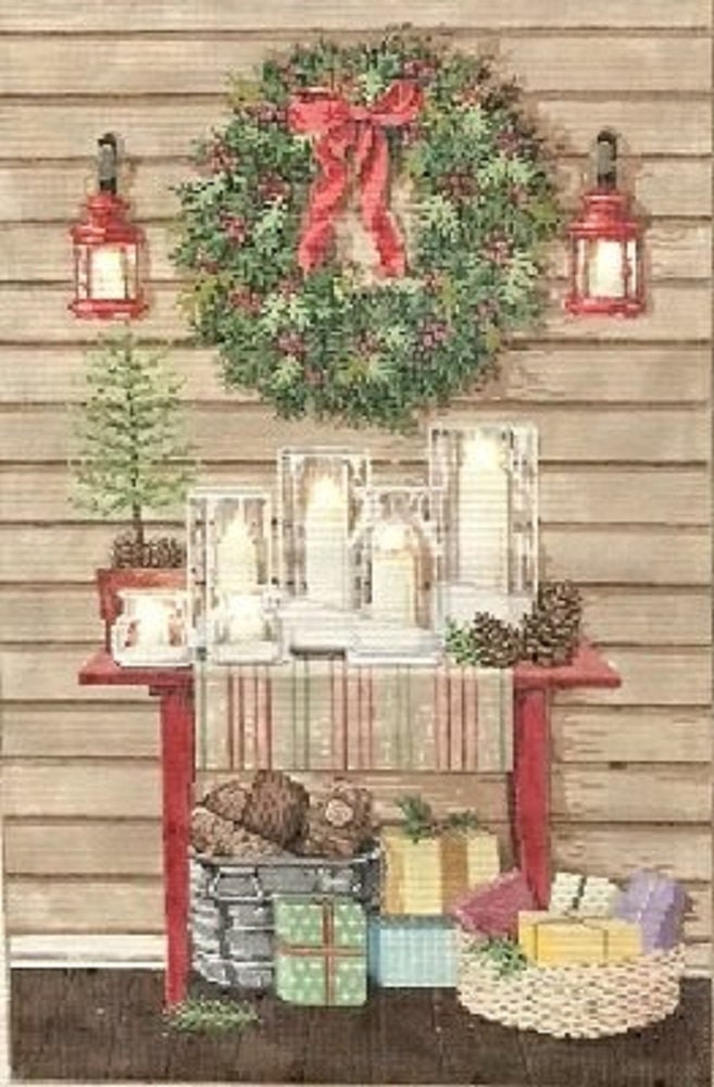Needlepoint Handpainted Sandra Gilmore Christmas Glow 13x20 -Free Us Shipping