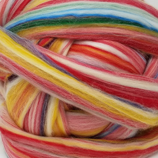 New 2 Ozs "Holly Berry" Wool Blended Merino Roving, Felting Spinning, Weaving, Supplies, Holiday Art Blend