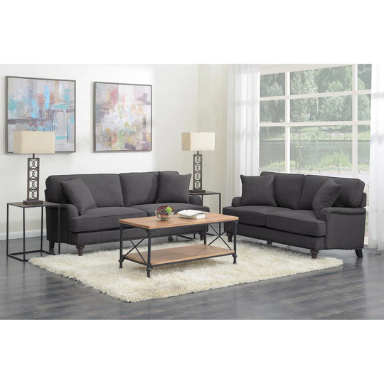 Picket House Furnishings Cassandra Modern Polyester/Polyester Blend Charcoal Living Room Set in Gray | UBB0902PC