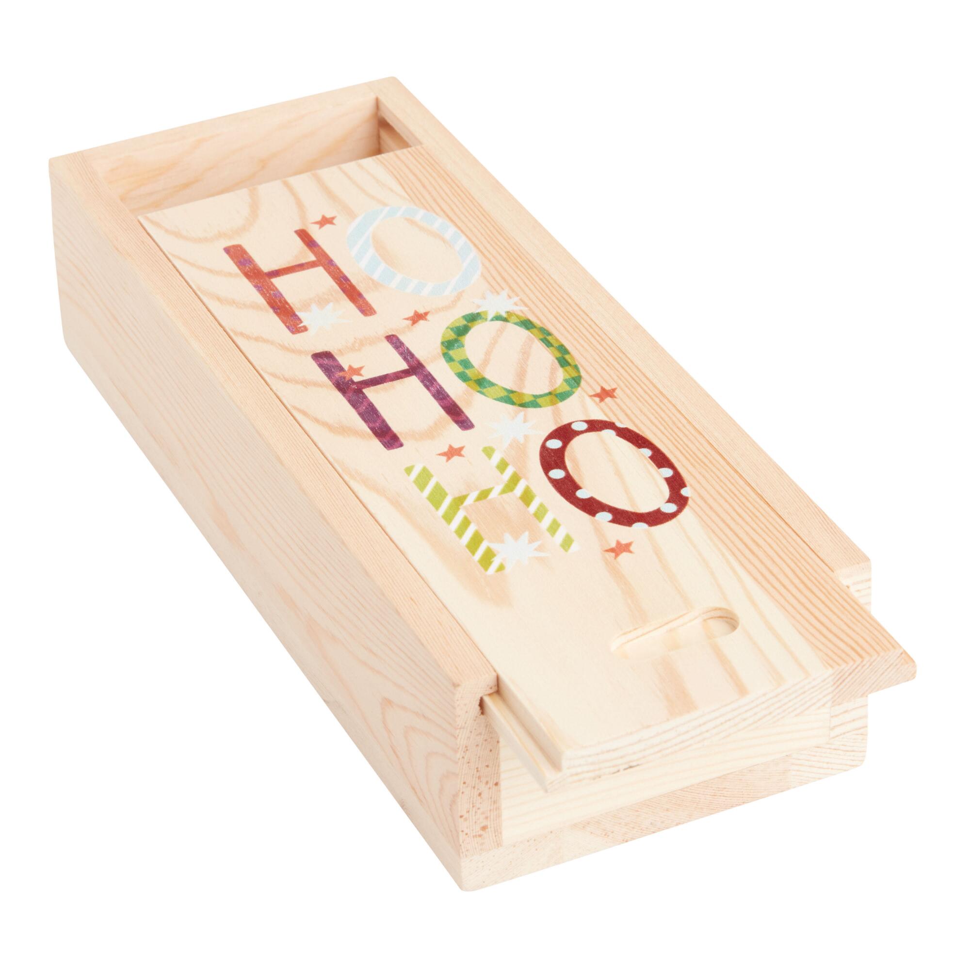 Small Ho Ho Ho Wood Treat Box: Natural by World Market