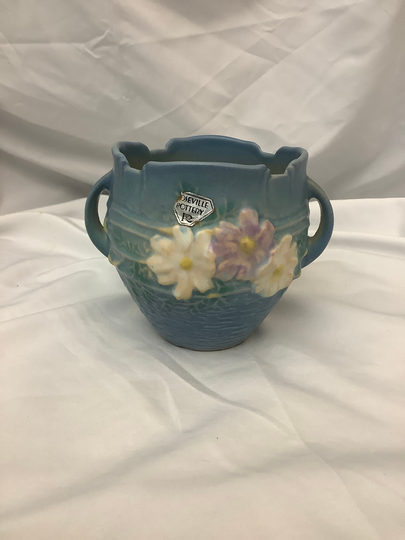 Roseville Cosmos 649-3 Blue Jardiniere Ca. 1940