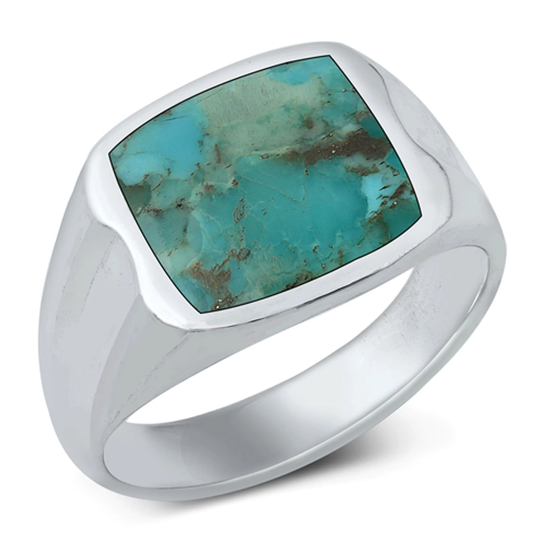 Personalized Genuine 925 Sterling Silver Ring With Turquoise
