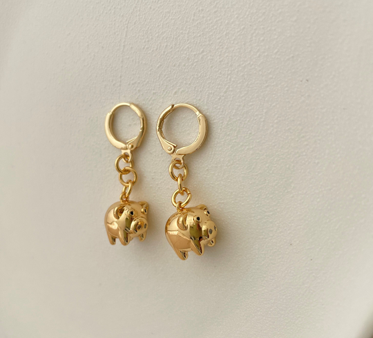 Gold Plated 35mm Pig Hoop Earring Endless Hoops Huggies Simple Earrings