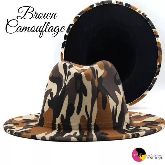 Brown Camouflage, Winter Camo, Unisex Hat, Felt Fedora, Fashion Accessories, Fedora Hat