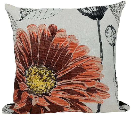 MANOR LUXE Flower 18-in x 18-in Coral Cotton Blend Indoor Decorative Pillow Polyester | ML14938CORALFEATHER