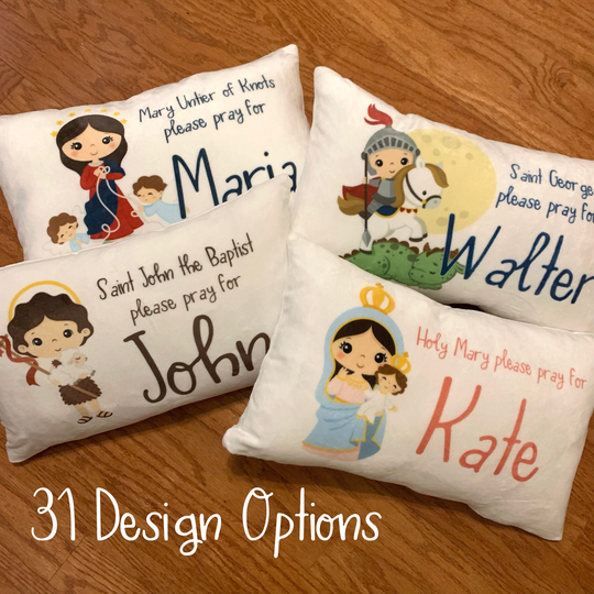 Personalized Saint Prayer Pillow For Kids/Hail Mary Lord's Baptism Gift First Communion Catholic Kid