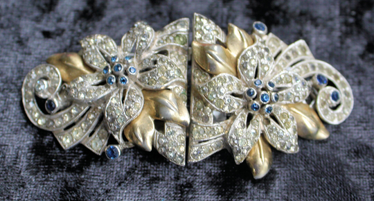 Vintage Rhinestone Floral Coro Duette 1940 Statement Jewelry