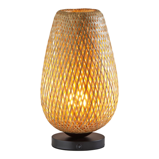 Black Metal and Bamboo Castine Accent Lamp: Natural -