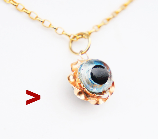 Antique Vintage Eye Orb Charm Pendant Amulet Solid 14K Gold/1.4 Gr