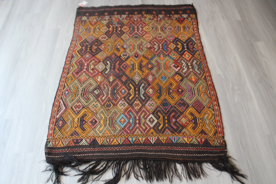 Vintage Jijim Kilim, Goat & Sheep Wool Kilim, Ethnic Kilim Rug, Vintage Wall Hanging/4'x5'2" Feet N-544