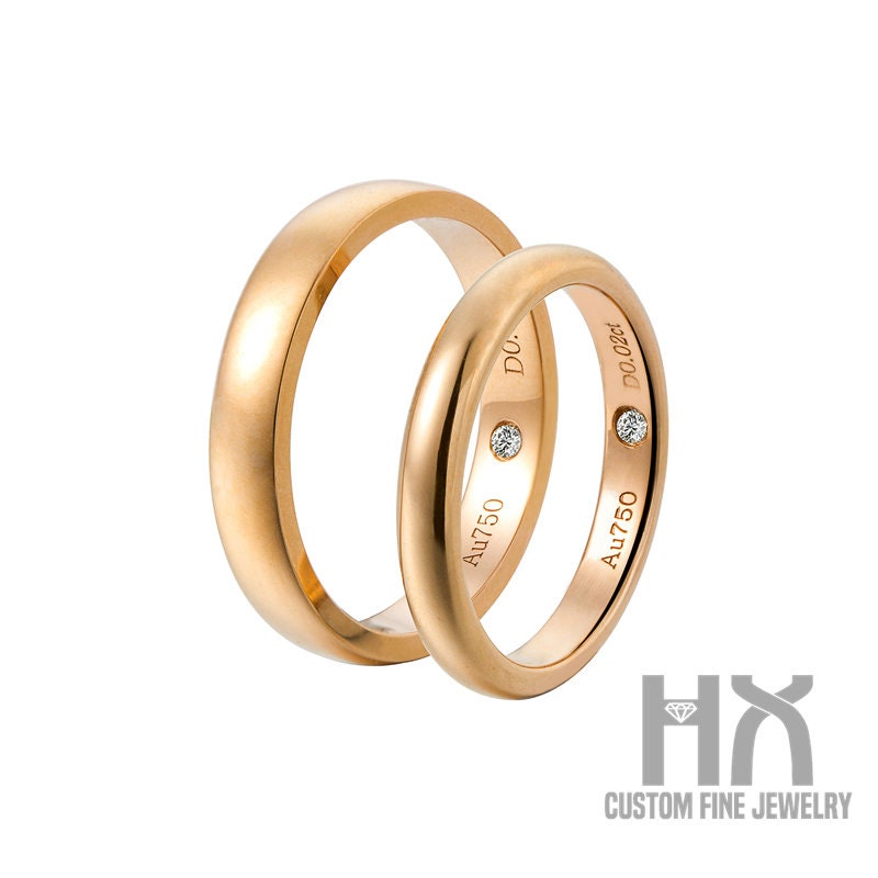 Diamond Matching Wedding Rings in 18K Gold Or Platinum/Couple Rings/His & Her Ring/Valentines Day Gift/Bridal Jewelry/Custom Jewelry