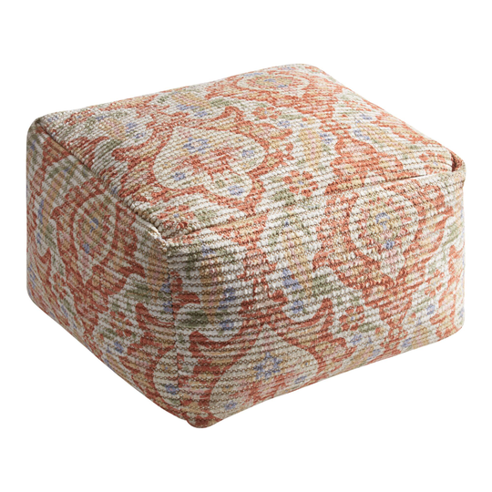 Square Multicolor Medallion Indoor Outdoor Patio Pouf by World Market