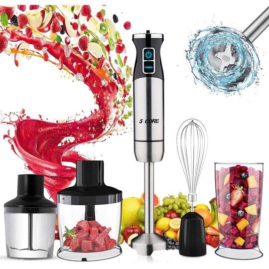 Immersion Hand Held Blender Electric 400 Watt 2 Speed 9 Modes Stainless Steel Stick Blenders Whisk Mixer 800ml Cup