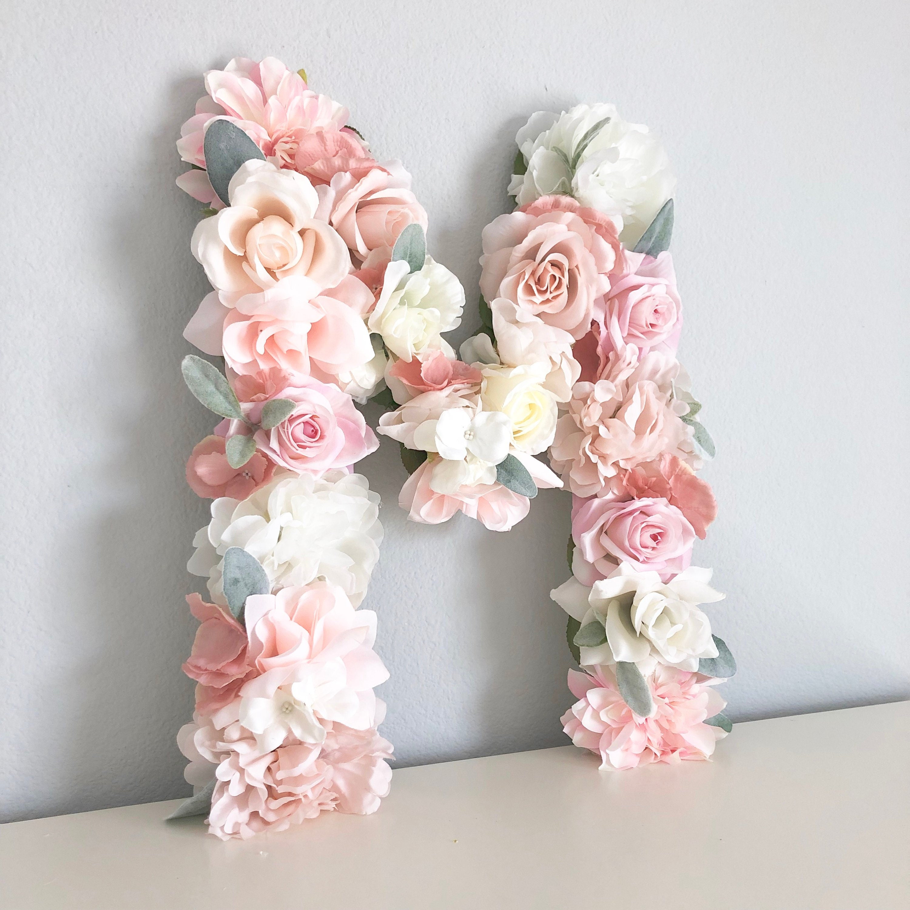 15 19 24" Floral Letter, Flower Shabby Chic Decor, Wall Boho Girl Nursery Art"