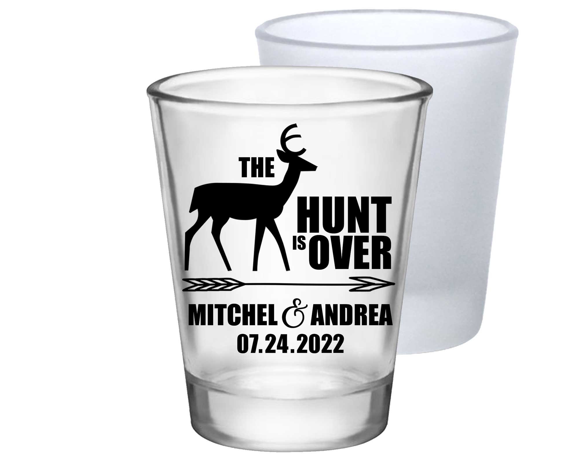 Country Wedding Shot Glasses Rustic Favors Clear Or Frosted Barn Party Gifts For Guests The Hunt Is Over 3A
