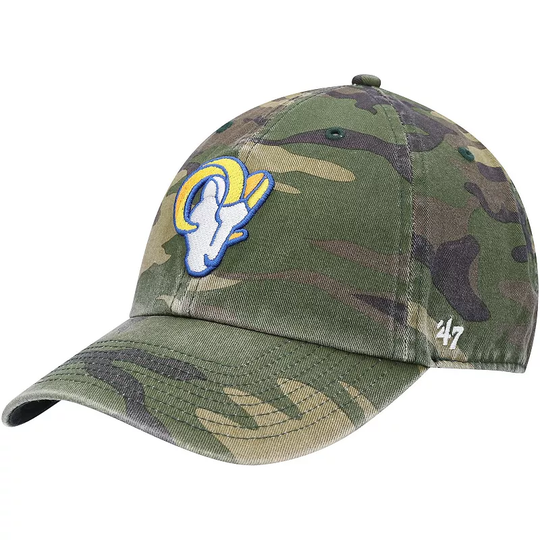 Men's '47 Camo Los Angeles Rams Woodland Clean Up Adjustable Hat, Green