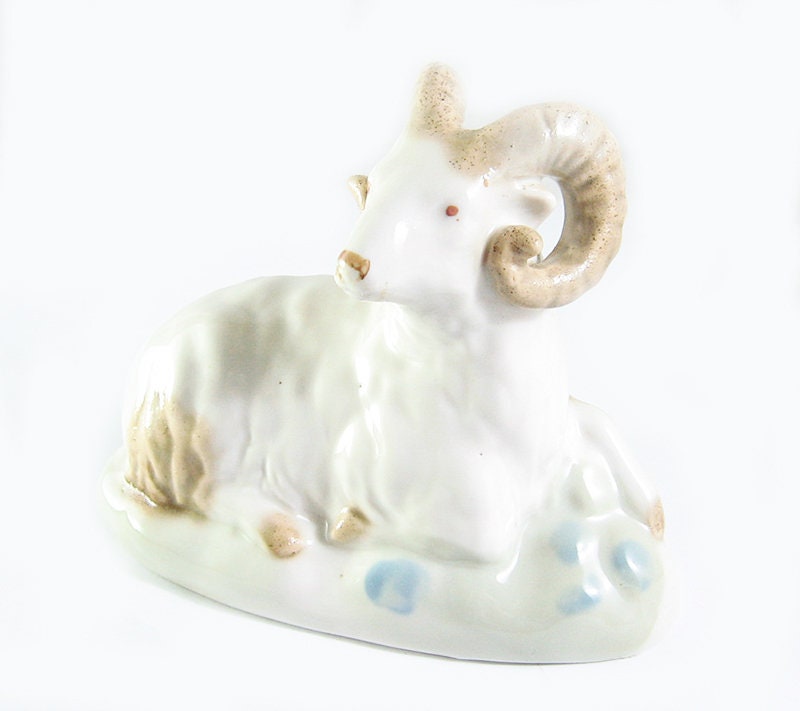 Ram Russian Soviet Porcelain Figurine Gorodnitza 50S Ussr