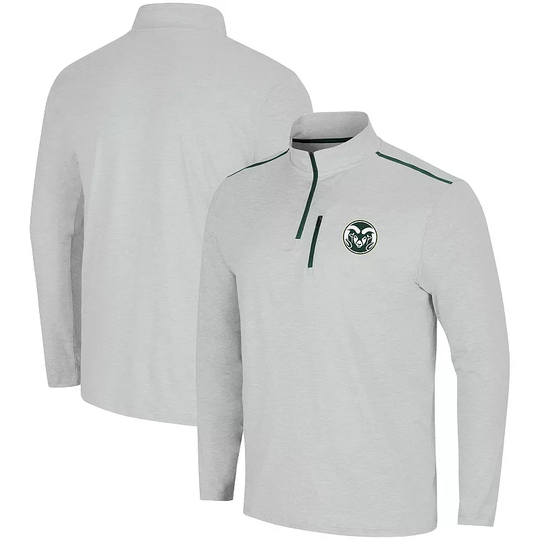 Men's Colosseum Heathered Gray Colorado State Rams Great Scott Quarter-Zip Jacket, Size: 2XL, CST Grey