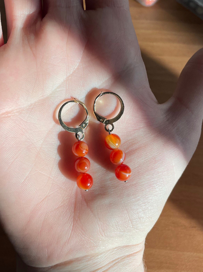 Carnelian Huggies, Gold & Silver Plated Hypoallergenic Tarnish Resistant Huggie Earrings