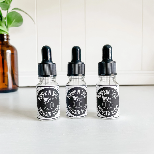 15Ml Pumpkin Spice Glass Dropper Bottle With Cute Decal, Ready To Ship Make Your Own Diy Pumpkin Spice Diffuser Blend