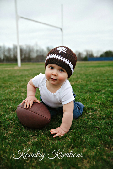Crochet Football Hat/Football Hat/Baby Hat/Sports Baby Shower/Ready To Ship/Infant Hat/Crochet Beanie