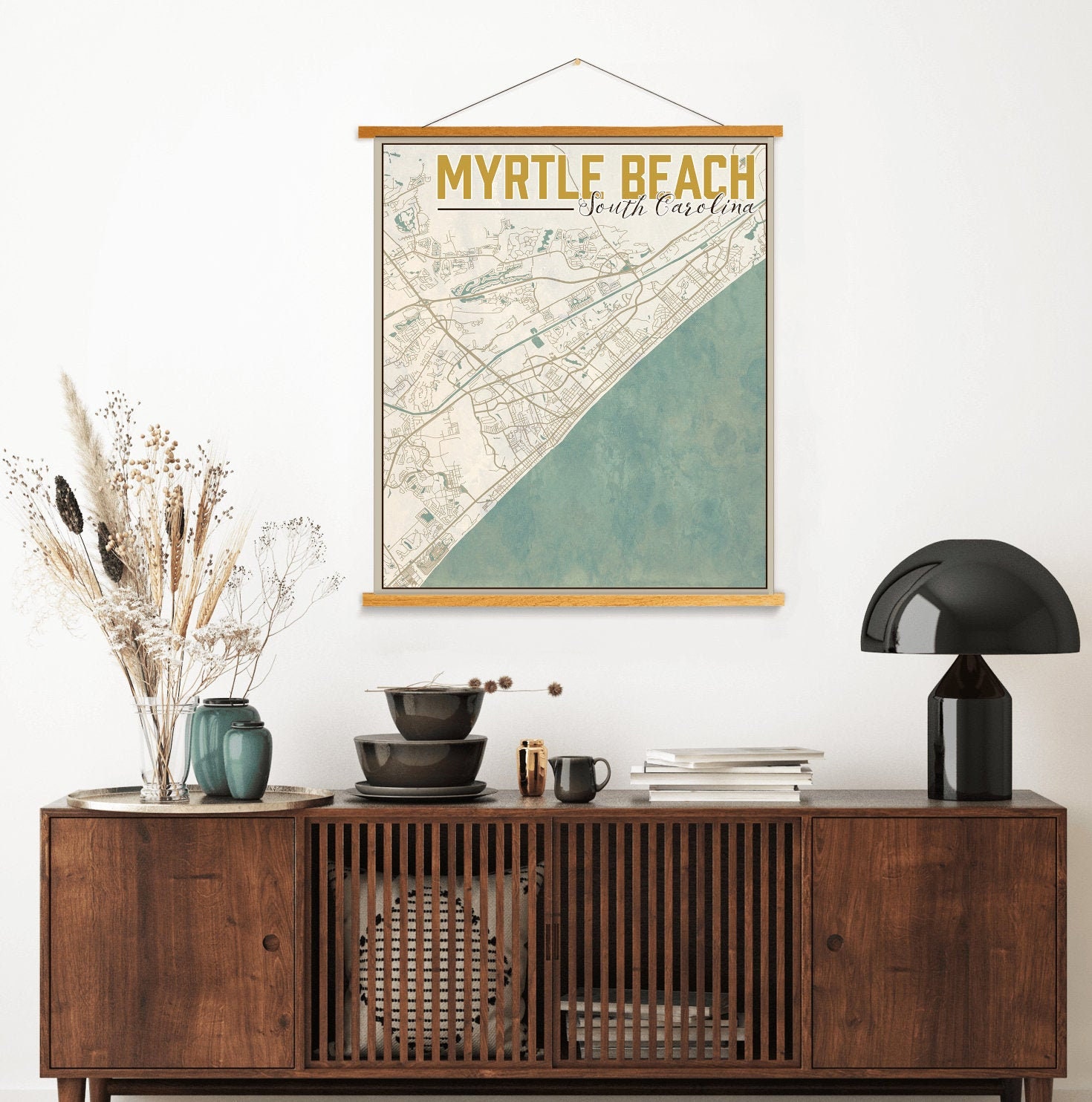 Myrtle Beach South Carolina Nautical Street Map | Hanging Canvas Of Printed Marketplace