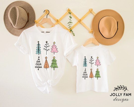 Christmas Trees Mommy & Me Shirt, Shirts For Women, Tee, Tshirt, For Christmas, Holiday Family Tees