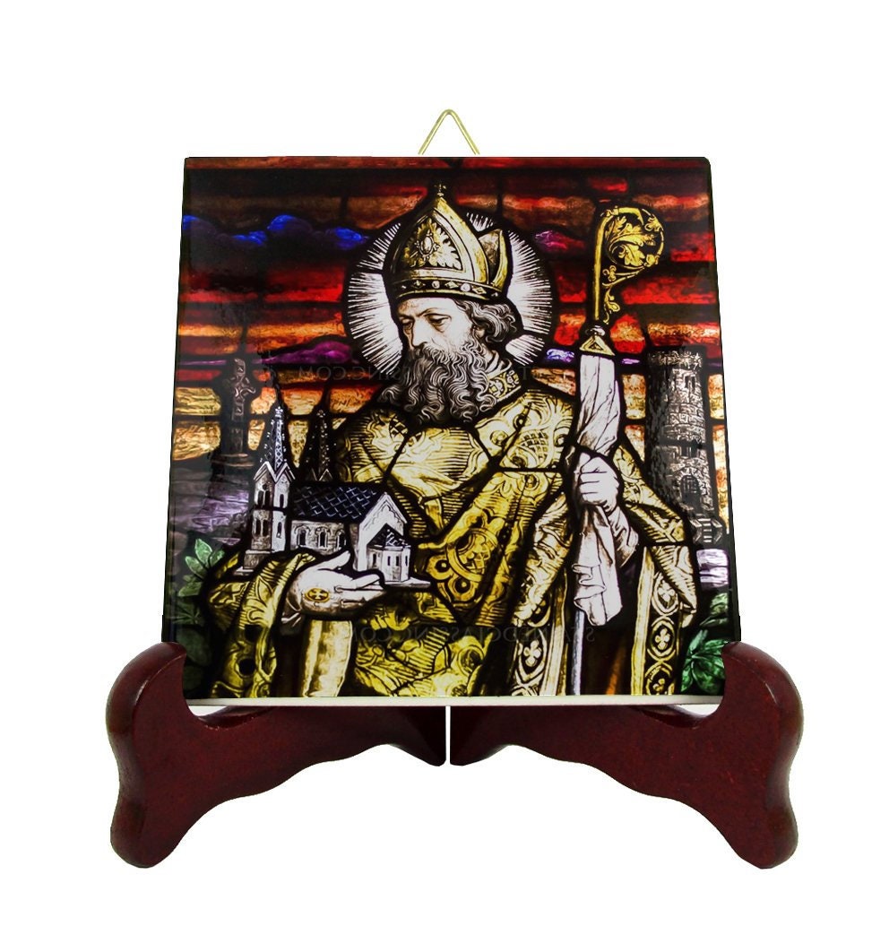 st Eligius - Catholic Saints Serie Collectible Religious Icon On Tile Saint Saint Saints Art