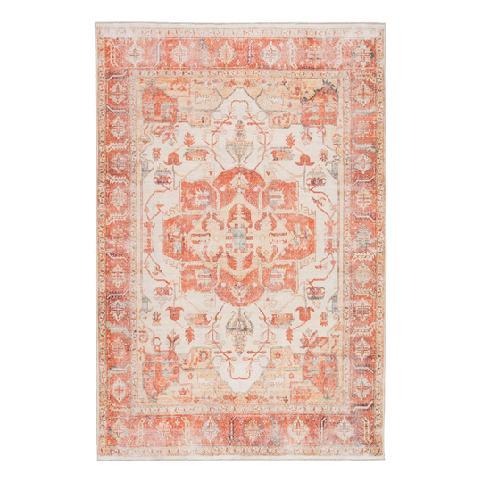 Orange And Ivory Medallion Serin Area Rug - Cotton - 9' x 12' by World Market