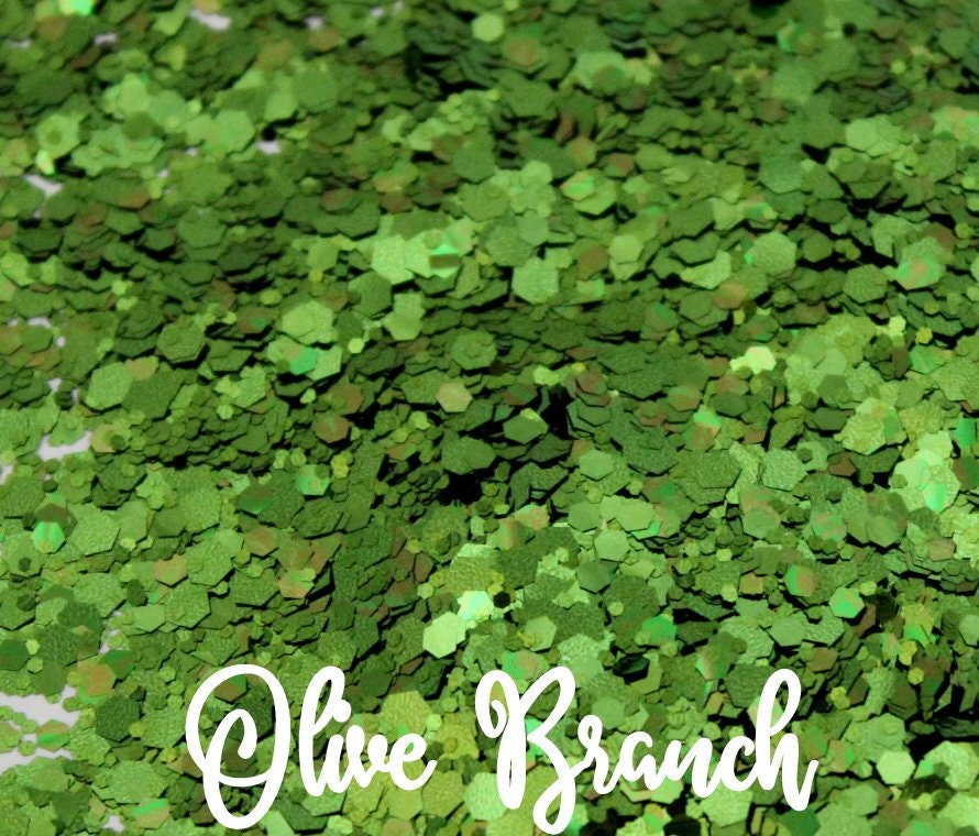 1Oz Chunky Blend Glitter, Mixed Size Mix, Polyester Glitter Mixes, Olive Green Dark Olive, Olive Branch