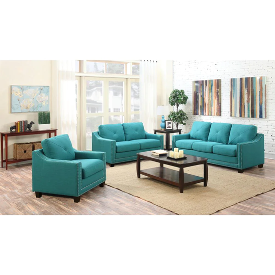 Picket House Furnishings Mauldin Modern Polyester/Polyester Blend Teal Living Room Set in Green | UMO0873PC