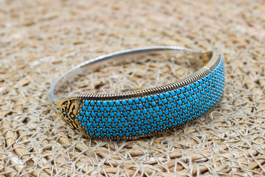 Turquoise Bracelet, Ottoman Handmade Bangle Cuff, Turkish Handmade, Gift For Her, 925K Sterling Silver