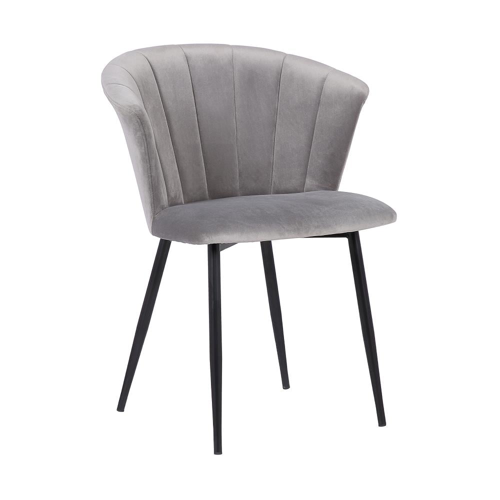 Armen Living Lulu Contemporary/Modern Polyester/Polyester Blend Upholstered Dining Arm Chair (Wood Frame) in Gray | LCLUCHBLGREY