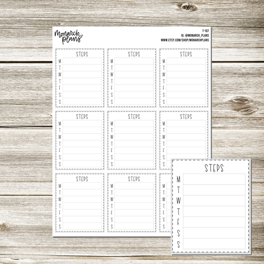 T-107 Steps | Weekly Step Tracking Sticker