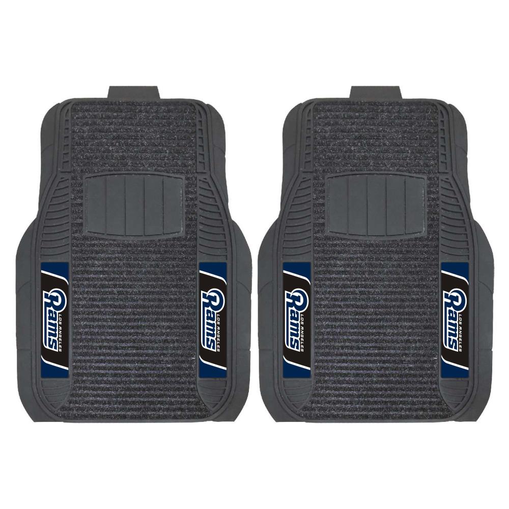 FANMATS NFL- Los Angeles Rams 2 Piece Deluxe Car Mat Set- 27-inx21-in with Trimable Edges in Gray | 20536
