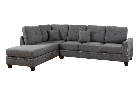 Poundex Bandele Casual Ash Black Polyester/Blend Sectional | F6511