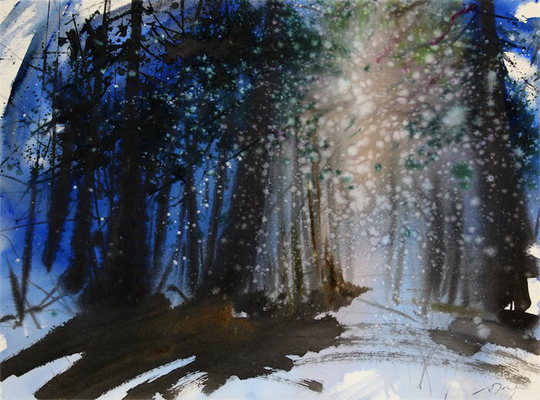 22x30 New England Landscape No.209, Original Watercolor