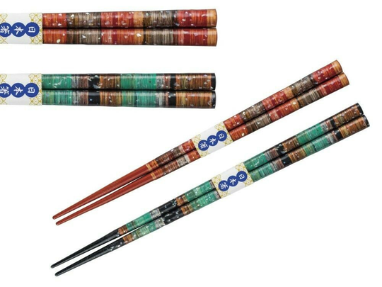 Pair Chopsticks Couple Yamanaka Lacquerware Kujaku-Zome Handcrafted Made in Japan