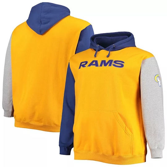 Men's Royal/Gold Los Angeles Rams Big & Tall Pullover Hoodie, Size: 3XB, Blue