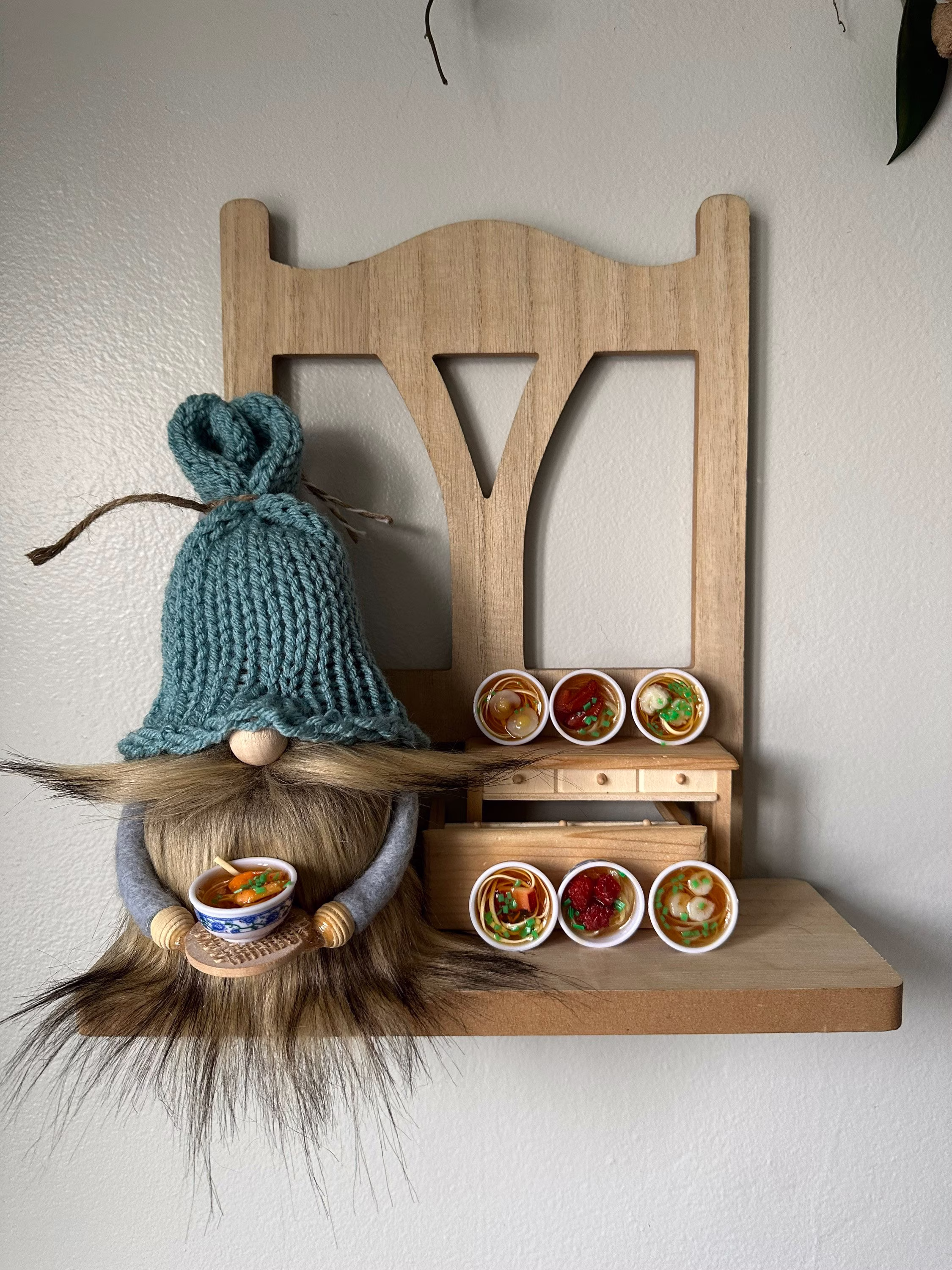 Soup Gnome, Ramen Gnome, Chef Noodle Kitchen Diner Table Tier Decor, Gnomes, Decor