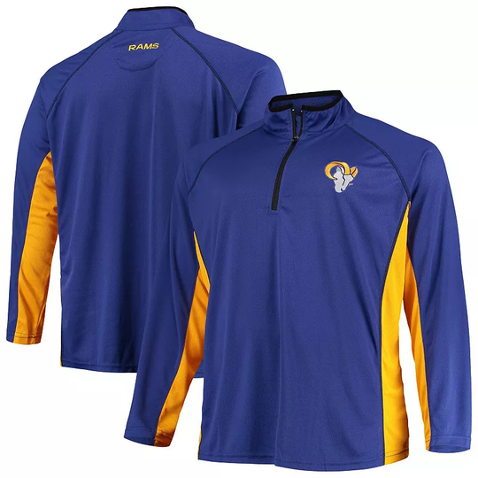 Men's Fanatics Branded Royal Los Angeles Rams Big & Tall Polyester Quarter-Zip Raglan Jacket, Size: 2XB, LAR Blue
