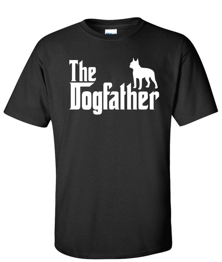 The Dogfather Boston Terrier Dog Logo Graphic Tshirt