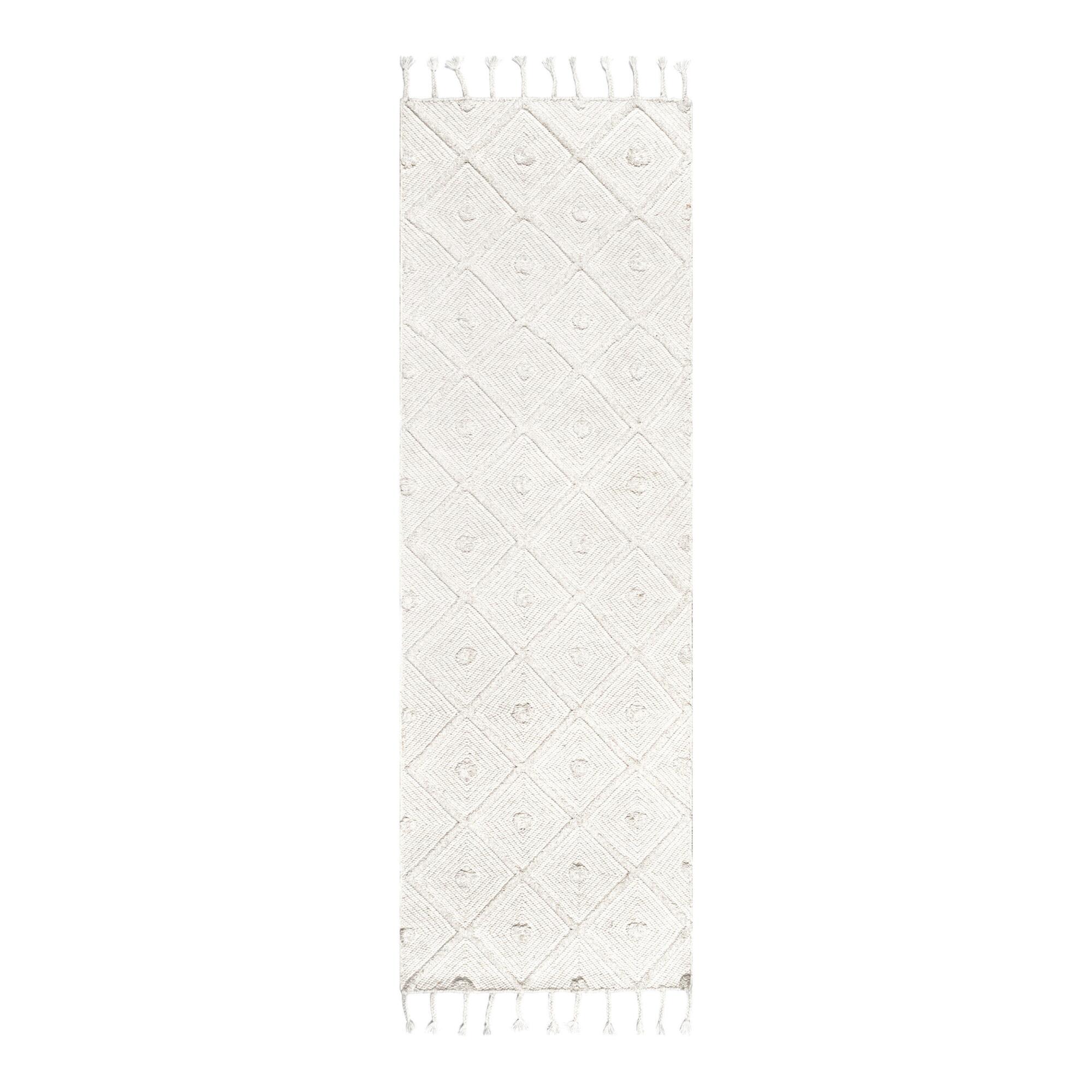 Off White Diamond And Dot Wool Deandra Floor Runner by World Market